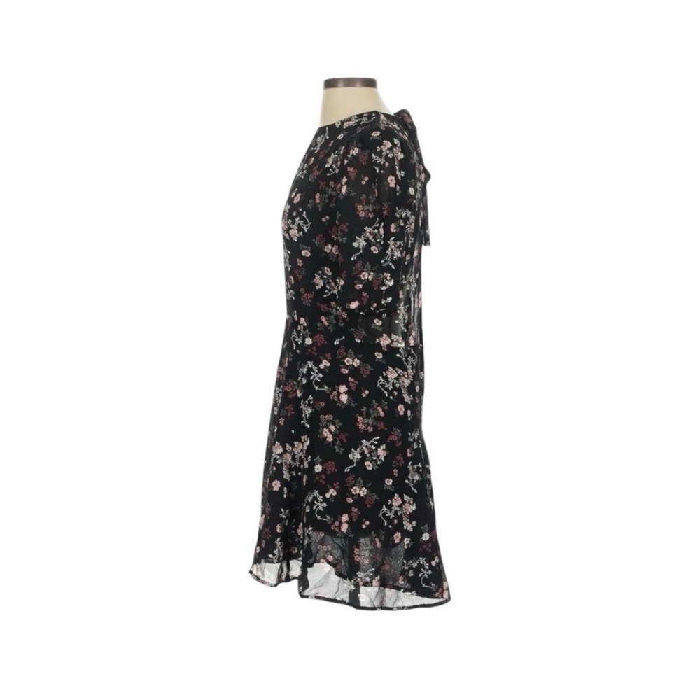 Reformation Black Floral Open Back Mini Dress Size 4 Short Sleeve Viscose USA - Picture 7 of 10